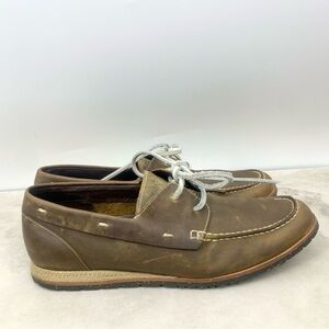 Cole Haan Shoes Men Size 12 Loafers Boat Sneakers Brown Leather 2 Eye Lace
